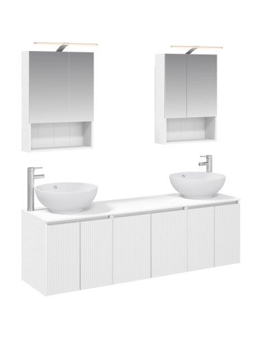 Set di Armadi da Bagno 5 pcs Bianco Legno ingegnerizzato