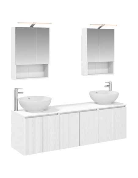 Set di Armadi da Bagno 5 pcs Bianco Legno ingegnerizzato