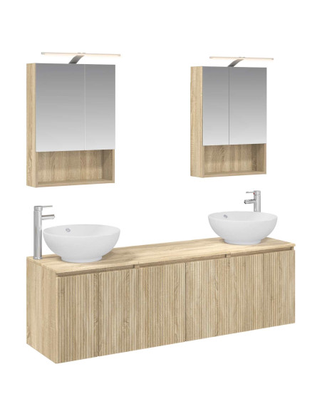 Set di Armadi da Bagno 5 pcs Rovere Sonoma Legno ingegnerizzato