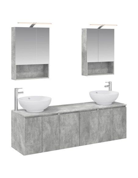 Set di Armadi da Bagno 5 pcs Grigio Cemento
