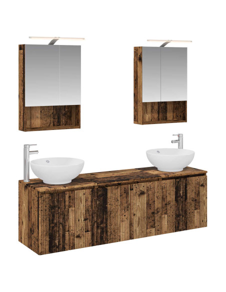 Set di Armadi da Bagno 5 pcs Legno antico Legno ingegnerizzato
