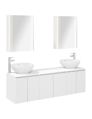 Set di Armadi da Bagno 5 pcs Bianco Legno ingegnerizzato