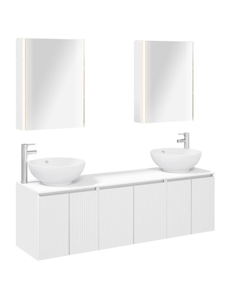Set di Armadi da Bagno 5 pcs Bianco Legno ingegnerizzato