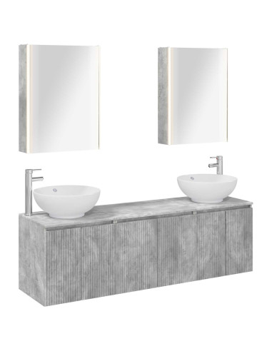 Set di Armadi da Bagno 5 pcs Grigio Cemento
