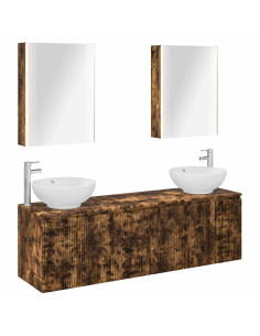 Set di Armadi da Bagno 5 pcs Rovere Fumo Legno ingegnerizzato