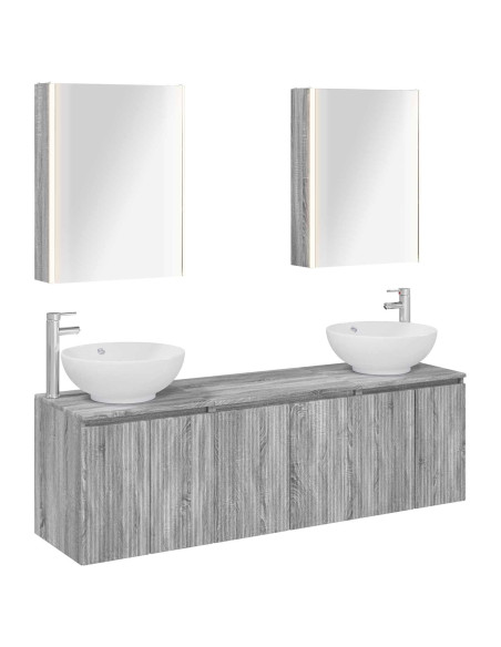 Set di Armadi da Bagno 5 pcs Sonoma grigio Legno ingegnerizzato