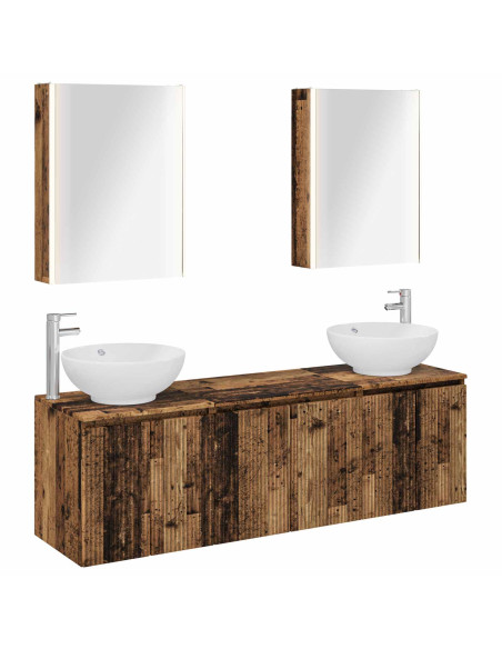 Set di Armadi da Bagno 5 pcs Legno antico Legno ingegnerizzato