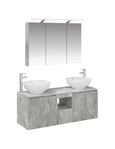 Set di Armadi da Bagno 4 pcs Grigio Cemento