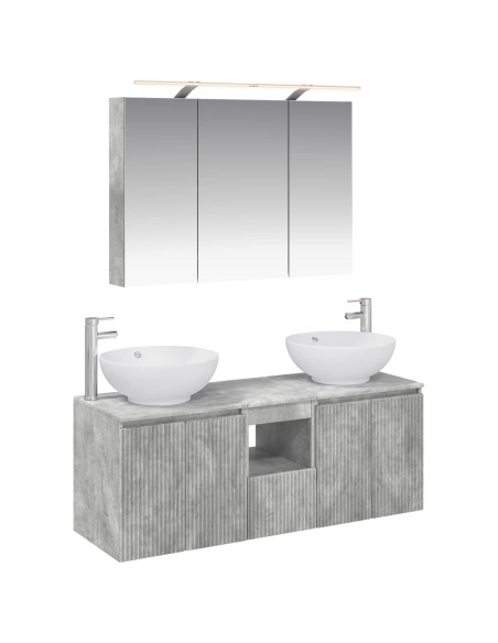 Set di Armadi da Bagno 4 pcs Grigio Cemento