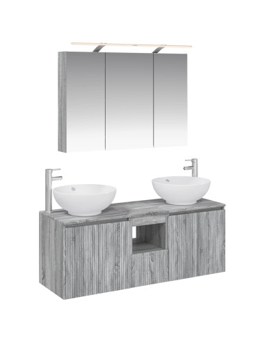 Set di Armadi da Bagno 4 pcs Sonoma grigio Legno ingegnerizzato