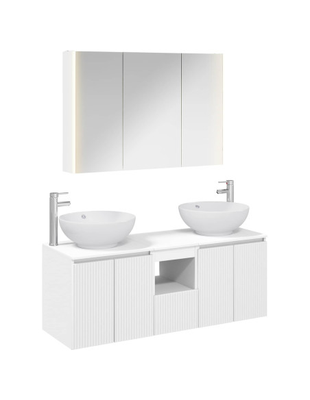 Set di Armadi da Bagno 4 pcs Bianco Legno ingegnerizzato