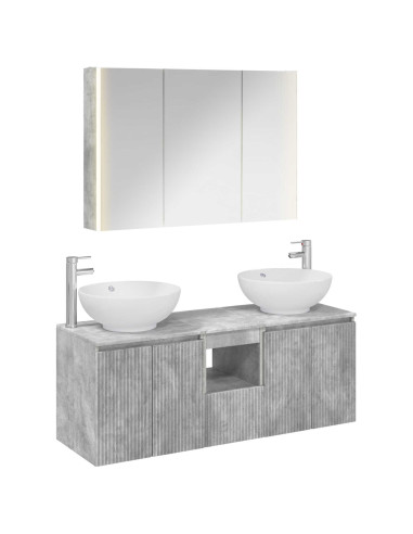 Set di Armadi da Bagno 4 pcs Grigio Cemento