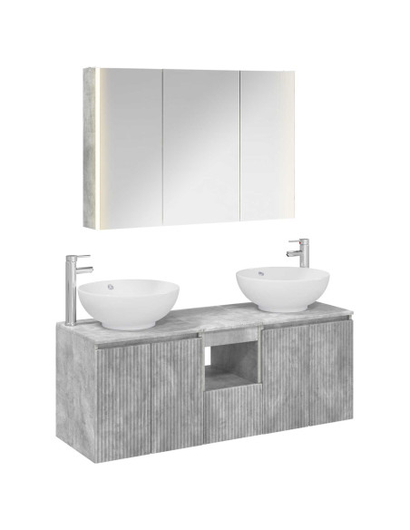 Set di Armadi da Bagno 4 pcs Grigio Cemento