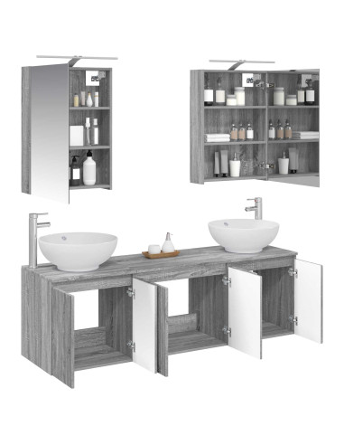 Set di Armadi da Bagno 5 pcs Sonoma grigio Legno ingegnerizzato