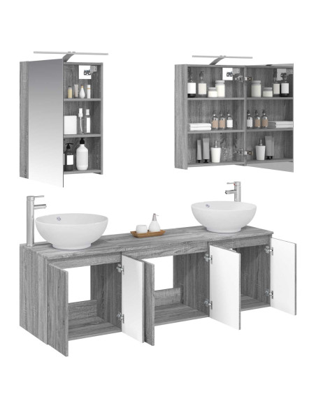 Set di Armadi da Bagno 5 pcs Sonoma grigio Legno ingegnerizzato