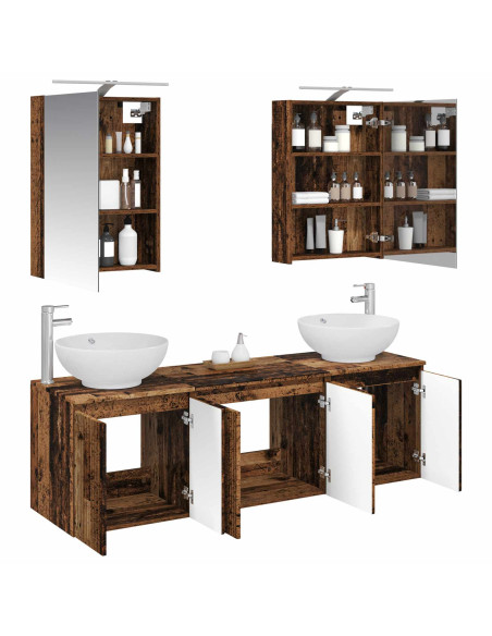 Set di Armadi da Bagno 5 pcs Legno antico Legno ingegnerizzato