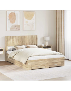Struttura del letto con stoccaggio e testata Rovere Sonoma