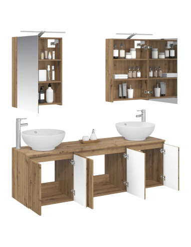 Set di Armadi da Bagno 5 pcs Rovere Artigianale