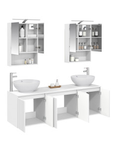 Set di Armadi da Bagno 5 pcs Bianco Legno ingegnerizzato 2