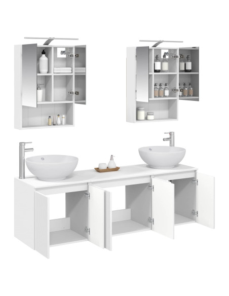 Set di Armadi da Bagno 5 pcs Bianco Legno ingegnerizzato