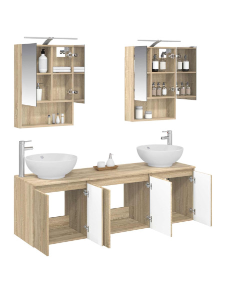 Set di Armadi da Bagno 5 pcs Rovere Sonoma Legno ingegnerizzato