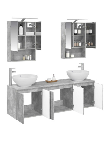 Set di Armadi da Bagno 5 pcs Grigio Cemento