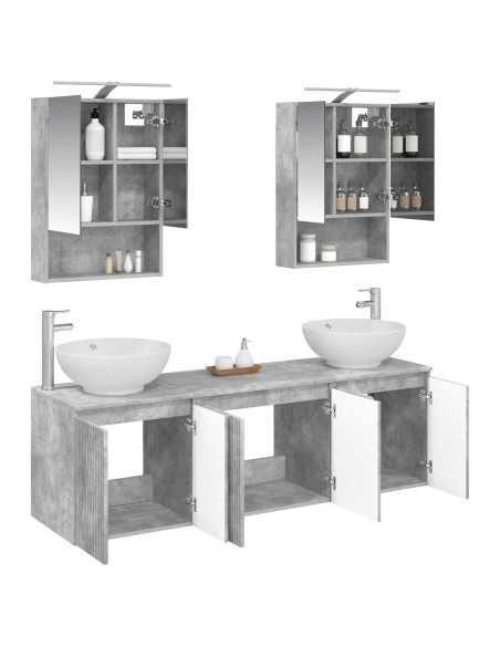 Set di Armadi da Bagno 5 pcs Grigio Cemento