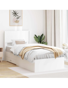Struttura del letto con stoccaggio e testata Bianco 90 x 190 cm