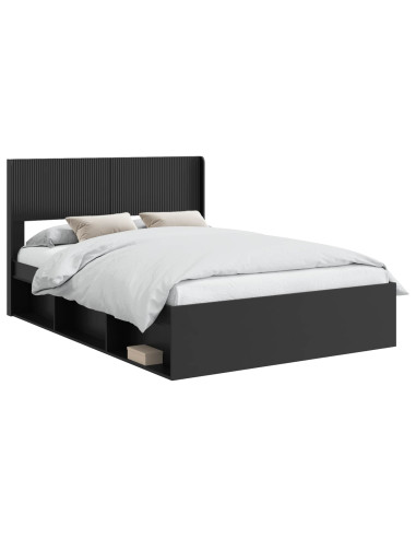 Struttura del letto con stoccaggio e testata Nero 150 x 200 cm
