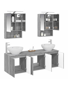 Set di Armadi da Bagno 5 pcs Sonoma grigio Legno ingegnerizzato 2