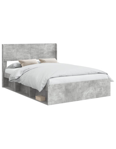 Struttura del letto con stoccaggio e testata Grigio Cemento