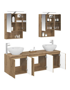 Set di Armadi da Bagno 5 pcs Rovere Artigianale 2