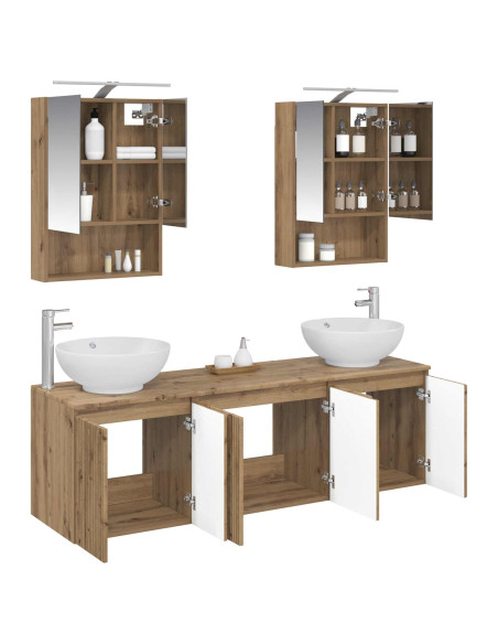 Set di Armadi da Bagno 5 pcs Rovere Artigianale