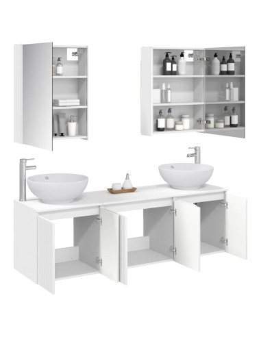 Set di Armadi da Bagno 5 pcs Bianco Legno ingegnerizzato