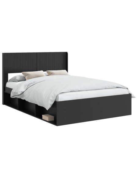 Struttura del letto con stoccaggio e testata Nero 135 x 190 cm