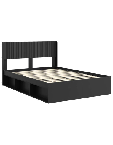 Struttura del letto con stoccaggio e testata Nero 135 x 190 cm