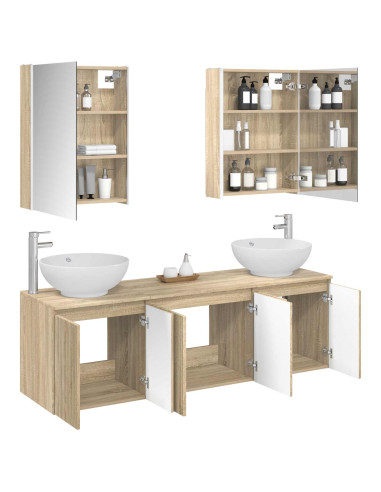 Set di Armadi da Bagno 5 pcs Rovere Sonoma Legno ingegnerizzato