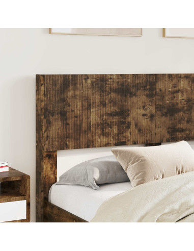 Struttura del letto con stoccaggio e testata Rovere Fumo