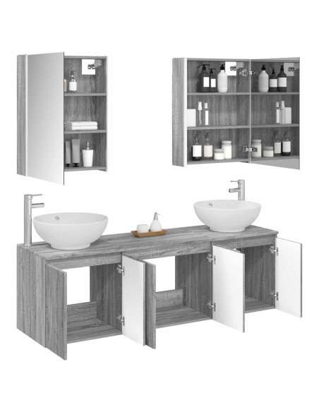 Set di Armadi da Bagno 5 pcs Sonoma grigio Legno ingegnerizzato