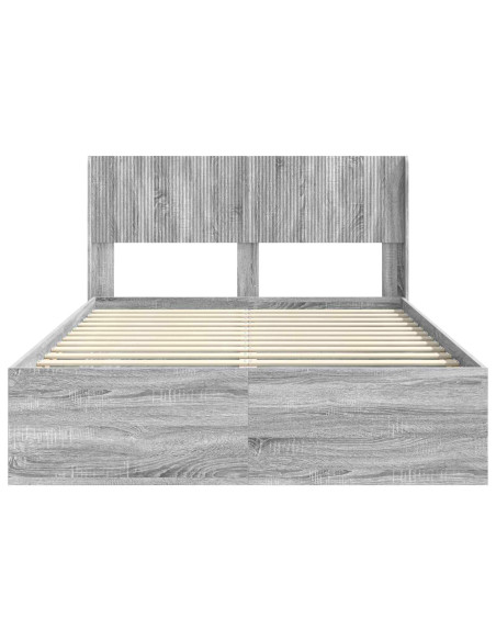 Struttura del letto con stoccaggio e testata Sonoma grigio