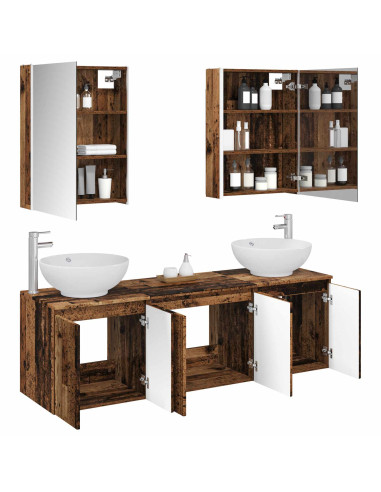 Set di Armadi da Bagno 5 pcs Legno antico Legno ingegnerizzato