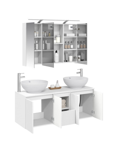 Set di Armadi da Bagno 4 pcs Bianco Legno ingegnerizzato