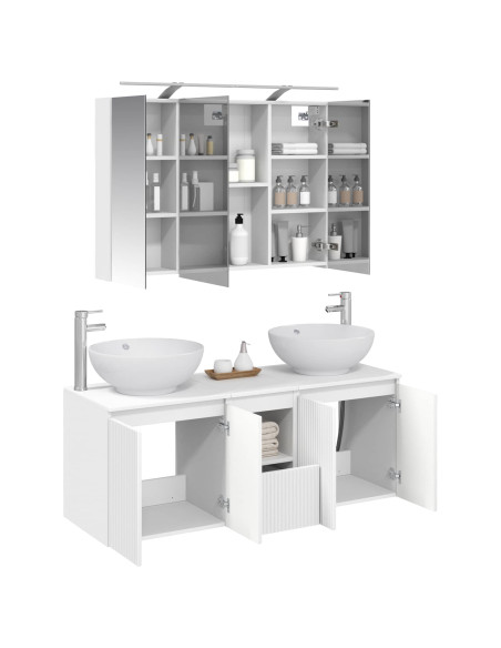 Set di Armadi da Bagno 4 pcs Bianco Legno ingegnerizzato