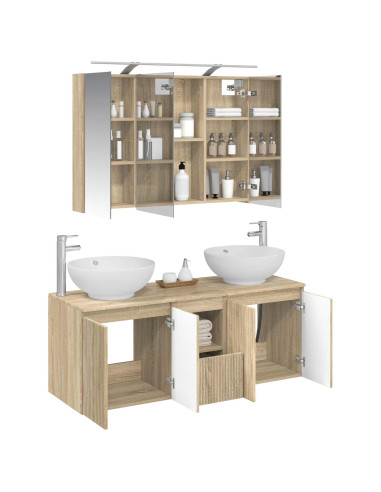 Set di Armadi da Bagno 4 pcs Rovere Sonoma Legno ingegnerizzato