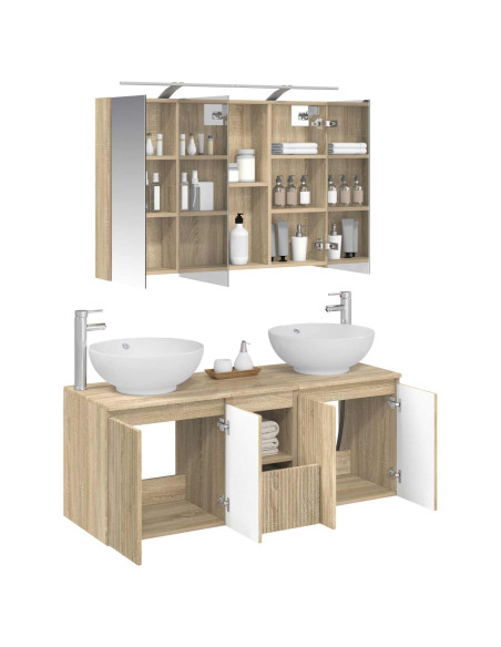 Set di Armadi da Bagno 4 pcs Rovere Sonoma Legno ingegnerizzato