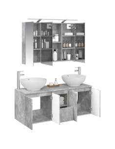 Set di Armadi da Bagno 4 pcs Grigio Cemento 2