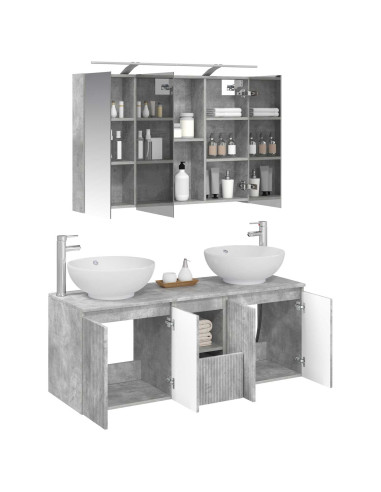 Set di Armadi da Bagno 4 pcs Grigio Cemento