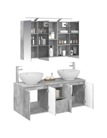 Set di Armadi da Bagno 4 pcs Grigio Cemento