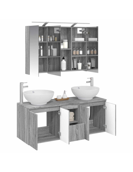 Set di Armadi da Bagno 4 pcs Sonoma grigio Legno ingegnerizzato