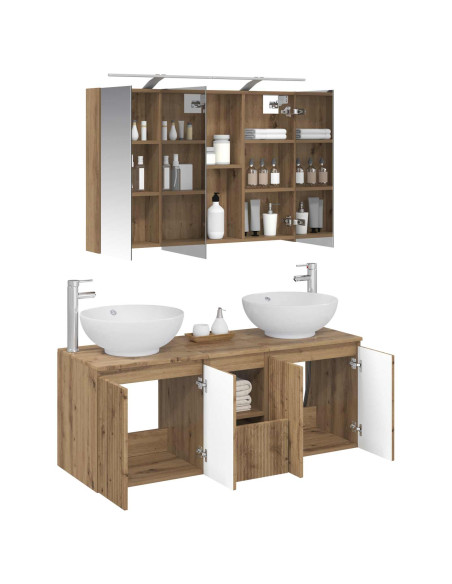Set di Armadi da Bagno 4 pcs Rovere Artigianale